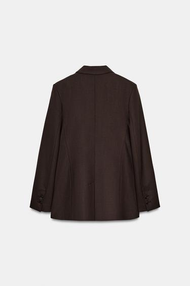 DOUBLE-BREASTED BLAZER WITH SHOULDER PADS - Brown by Zara - Image 6