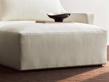 WASHED LINEN FOOTSTOOL — Oyster-white 1