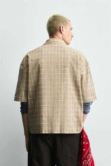 CHEMISE COUPE CARREE À CARREAUX - Moutarde de Zara - Image 2