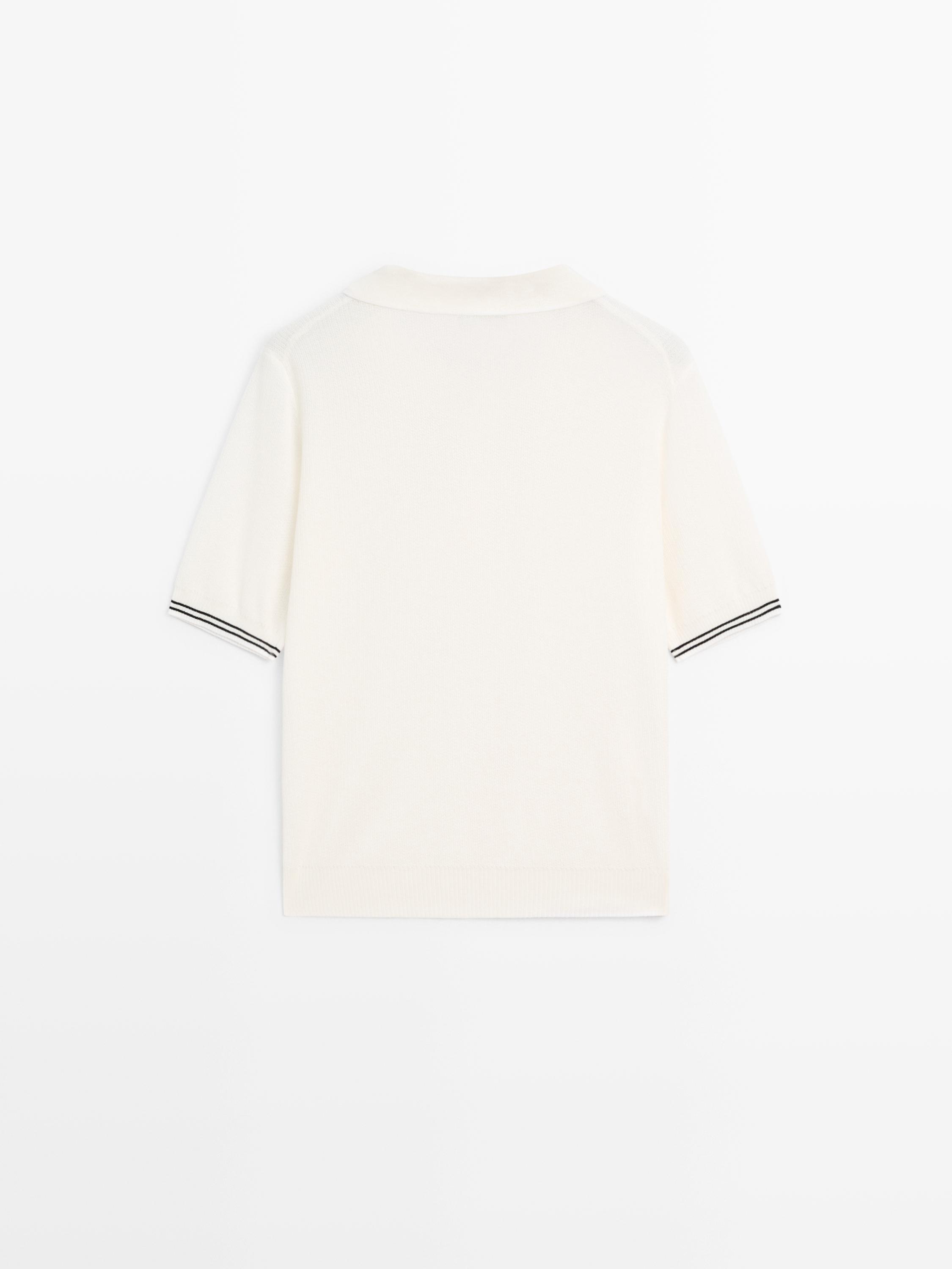 Knit polo shirt with sleeve detail