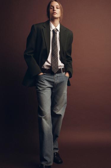 OVERSIDE БЛЕЙЗЕР С ШЕРСТЬЮ ZW COLLECTION — ЗЕЛЕНЫЙ С МЕЛАНЖЕВЫМ ЭФФЕКТОМ от Zara