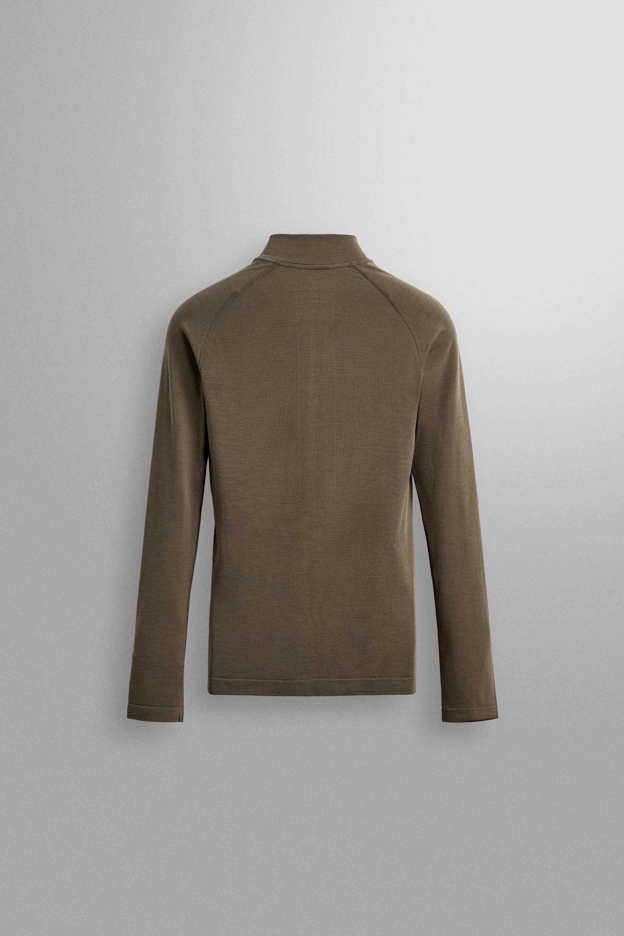 CAMISETA COMPRESSIVA GOLA COM ZÍPER SKI - Verde-médio | ZARA Brasil