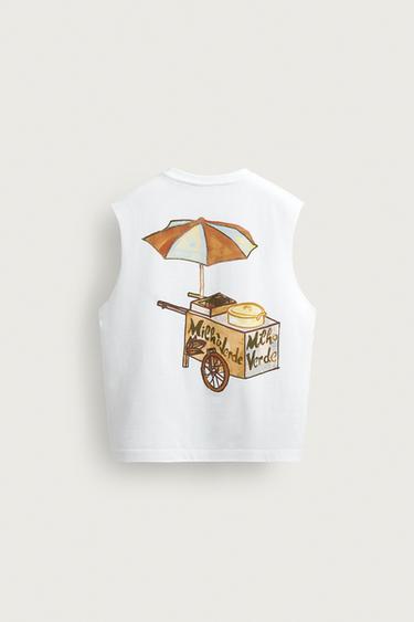 BANANA EMBROIDERED TANK TOP — White 3