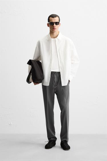 Zara COMFORT JOGGER-WAIST PANTS - Gray - Image 0