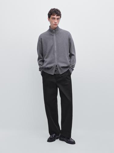Zara Wool blend cardigan with zip detail - Anthracite grey