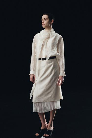 JUPE MIDI BIMATIÈRE ZW COLLECTION - Écru de Zara - Image 6