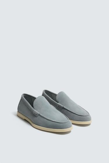 MOCASSIM CASUAL EM PELE - Azul-claro da Zara