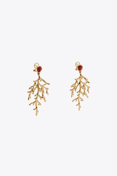 CORAL STONE EARRINGS - Golden by Zara - Image 5