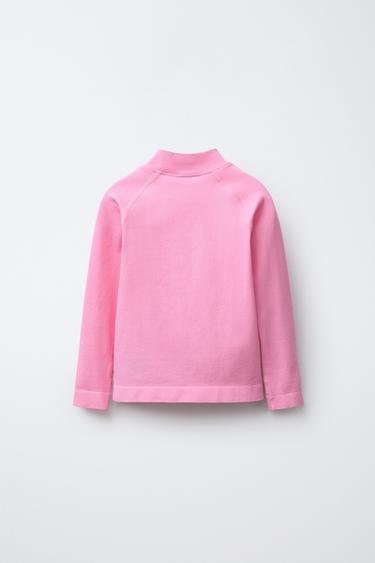BREATHABLE RIBBED T-SHIRT WITH EMBOSSED SLOGAN - Pink by Zara - Image 1