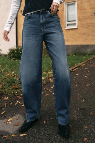 HIGH-WAIST TRF BARREL JEANS - Navy blue by Zara