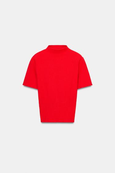 TOP EN MAILLE AVEC ÉPAULETTES - Rouge de Zara - Image 5