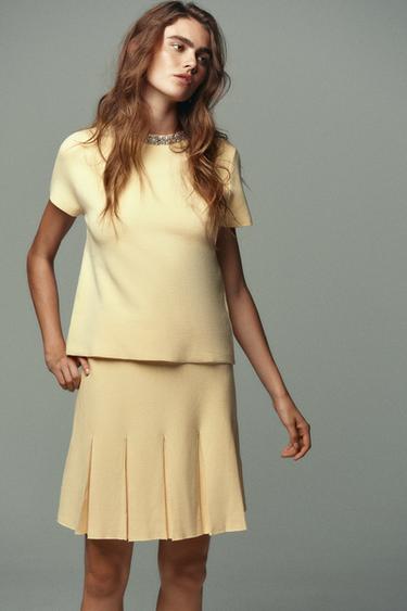 JEWEL KNIT TOP - Light yellow by Zara
