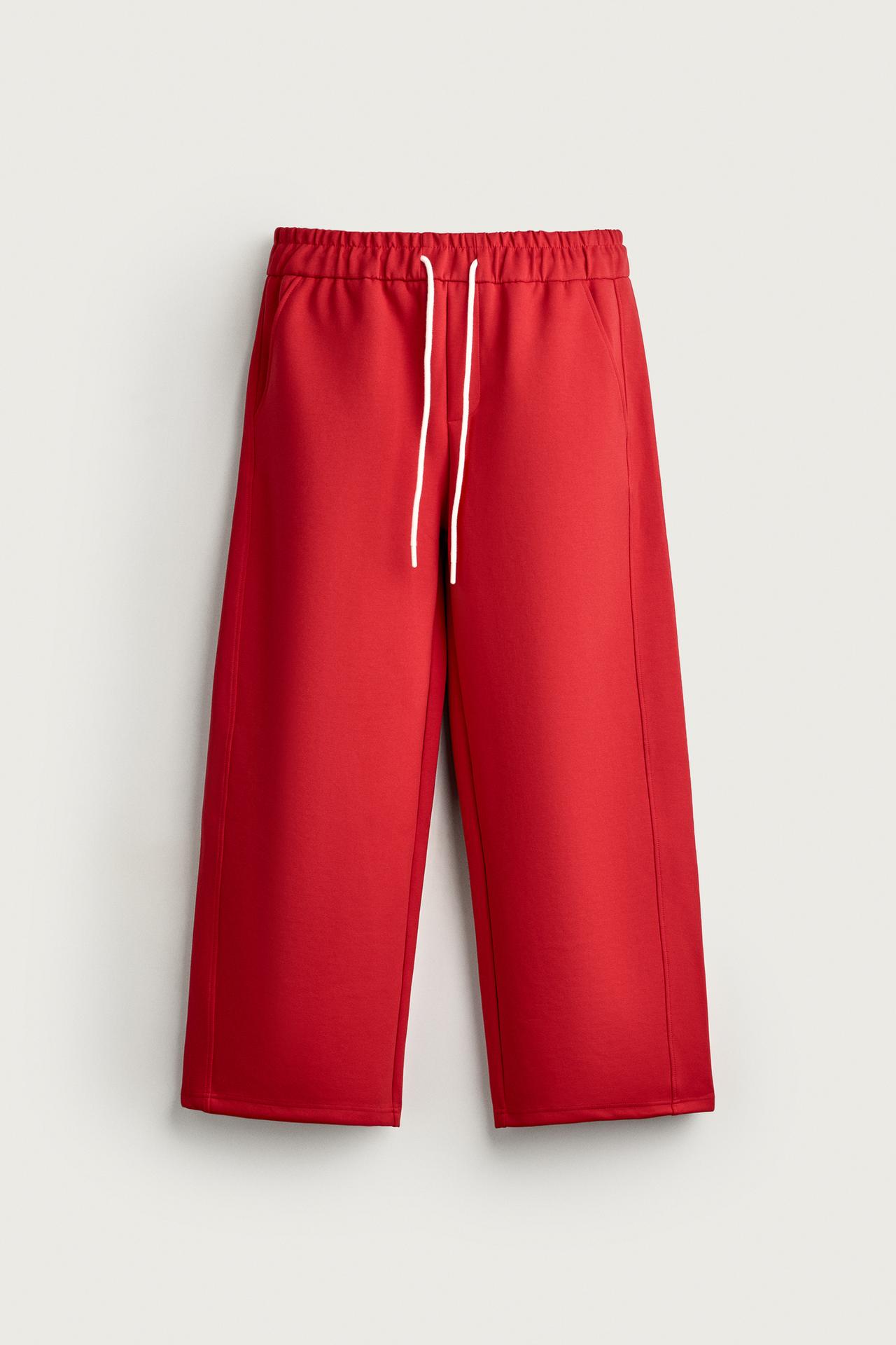 RELAXED FIT TRACK PANTS — Red