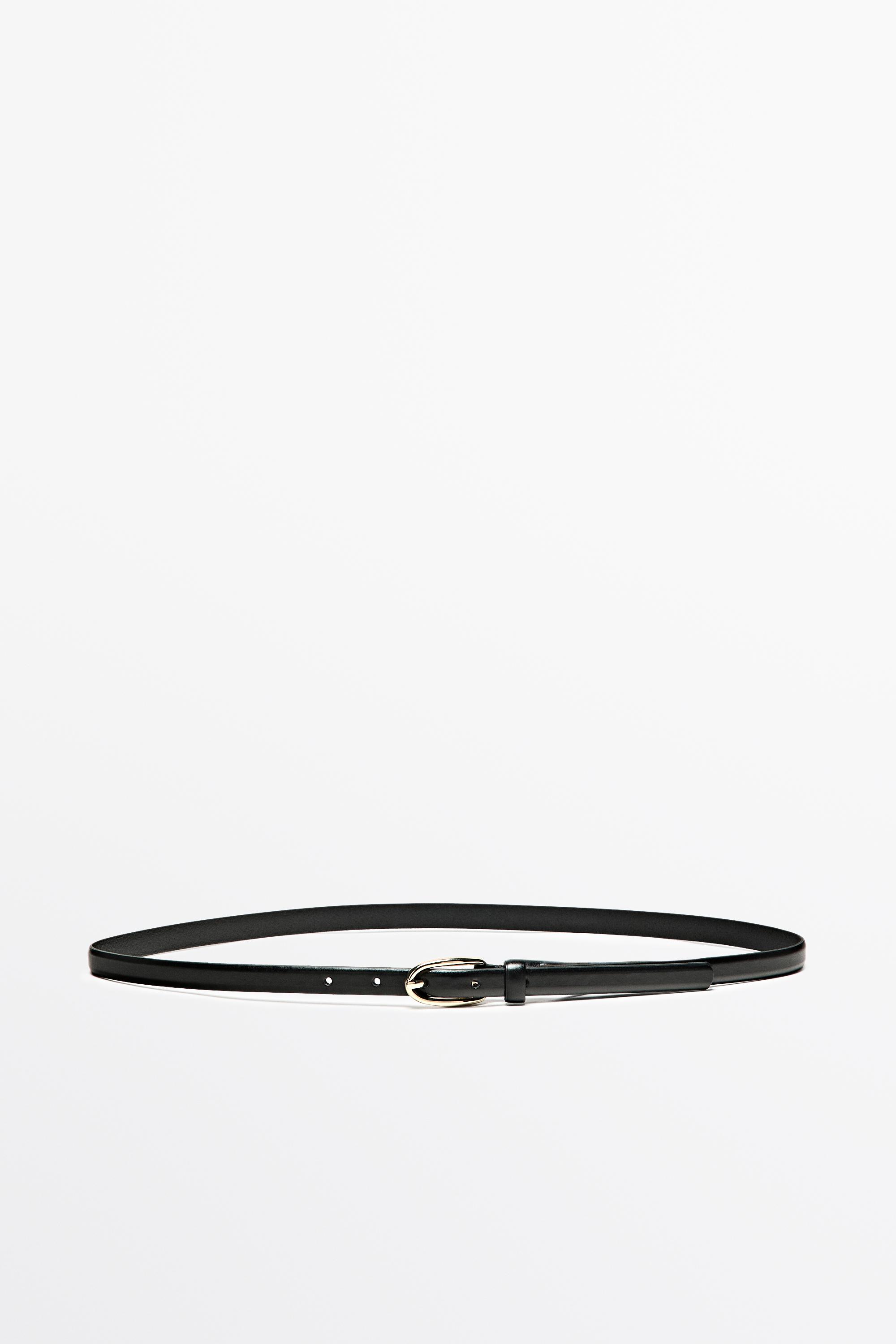 Nappa leather belt with oval buckle