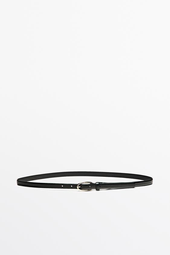 Cinturón hebilla ovalada piel napa - Negro de Zara - Imagen 0