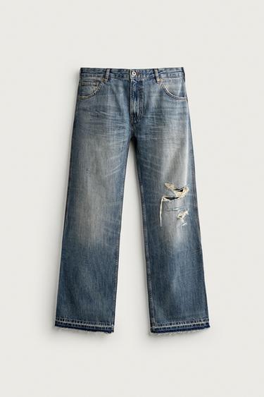 BOOTCUT FIT GALTZA BAKERO URRATUAK, LUZERA BAXUKOAK - Urdina / Berdea, Zara-rena