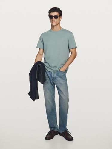 Camiseta manga corta 100% algodón - Gris azul de Zara