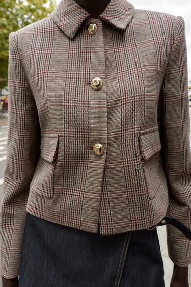 SHORT HOUNDSTOOTH BLAZER - Multicoloured by Zara - Image 4
