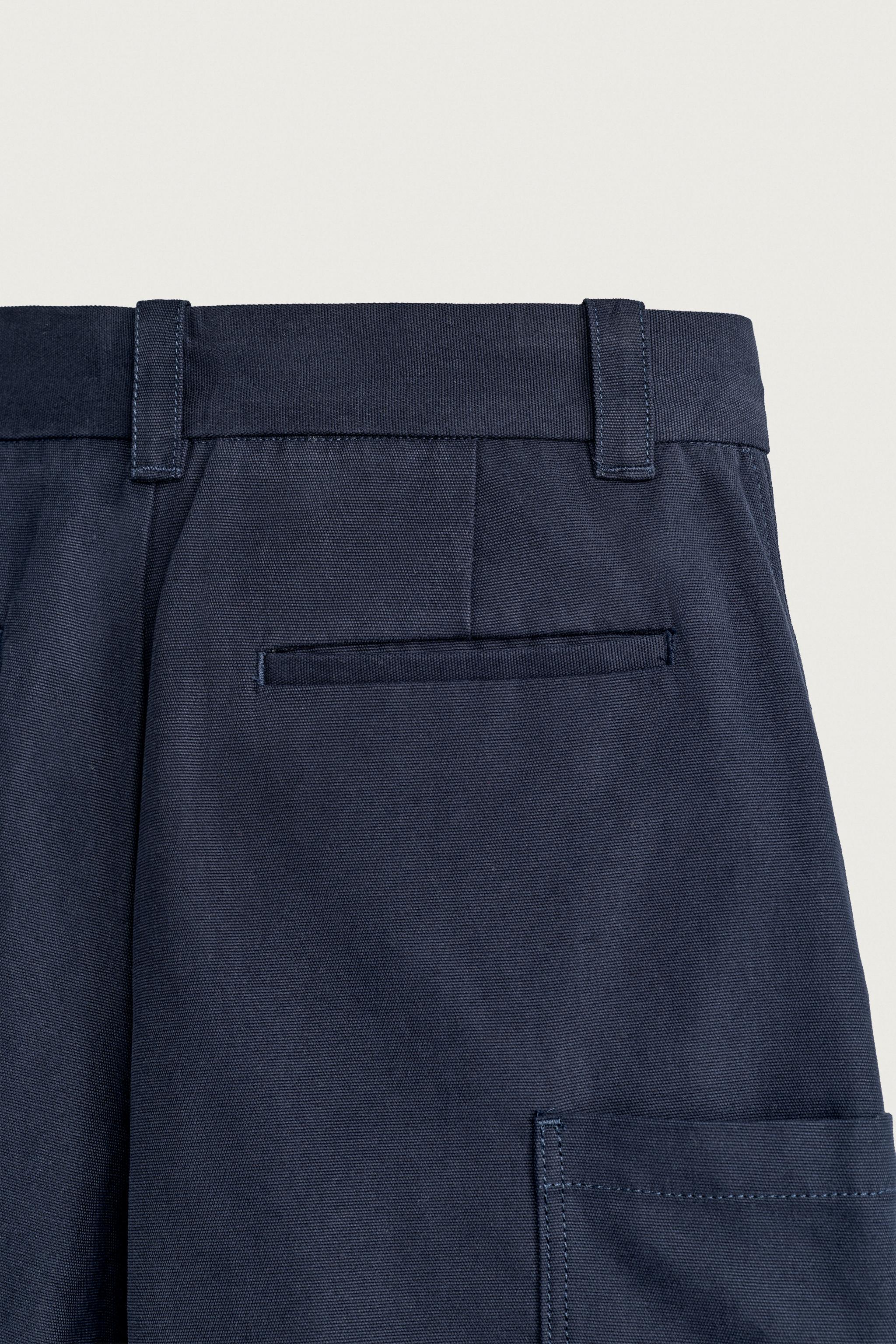 Zara PİLİLİ RELAXED FIT KARGO BERMUDA görsel 8