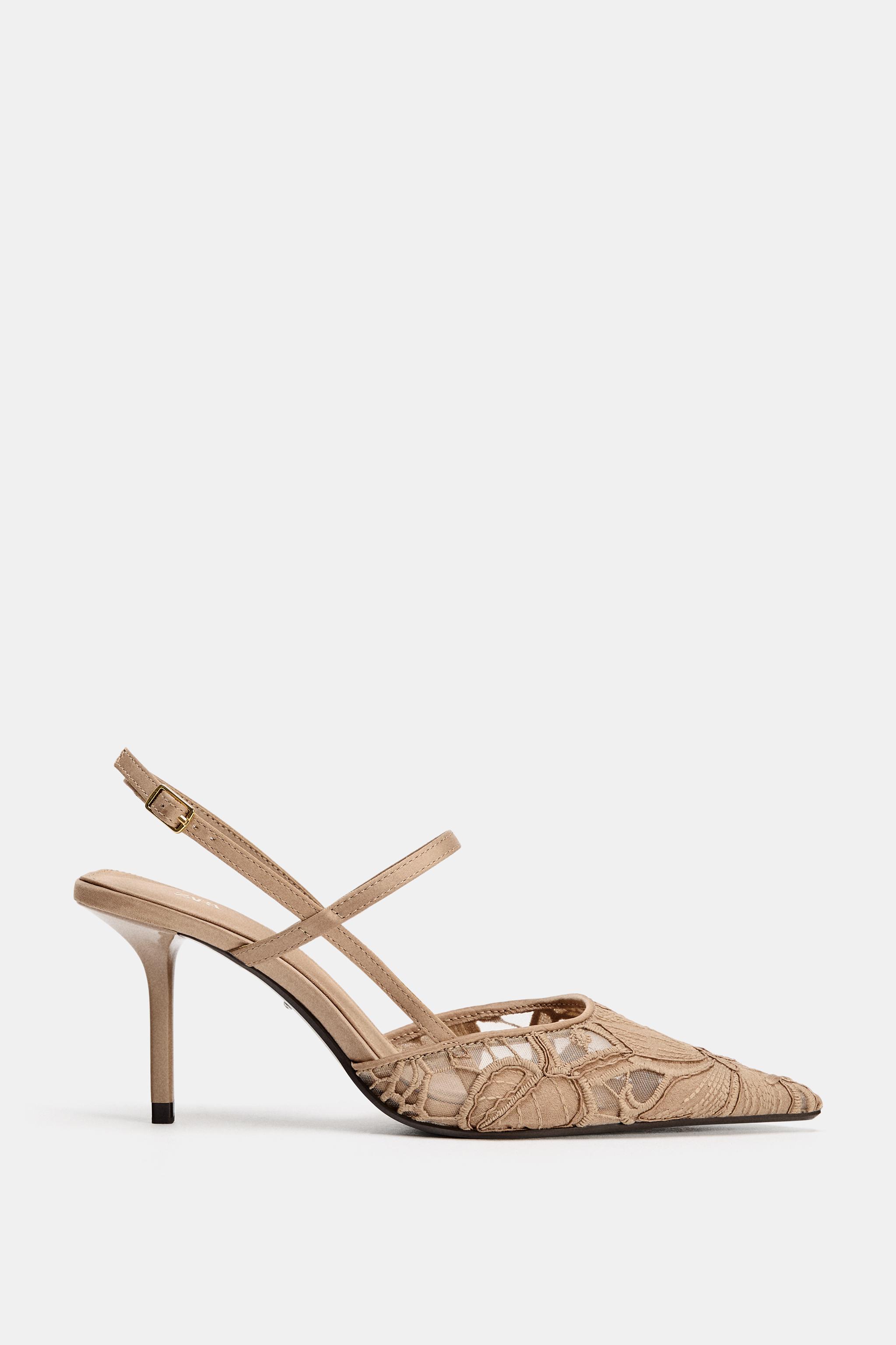 EMBROIDERED HIGH-HEEL SHOES - Beige | ZARA Saudi Arabia