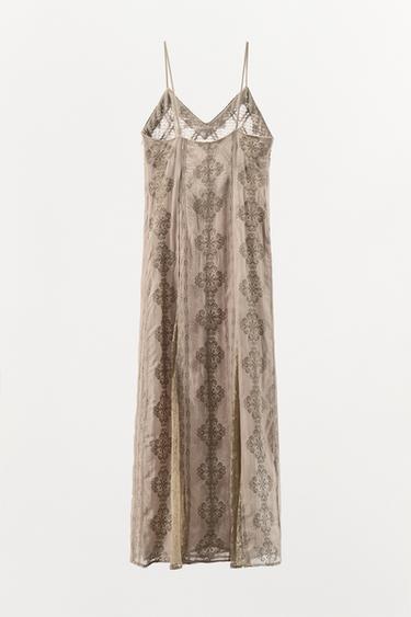 EMBROIDERED LACE DRESS - Grey by Zara - Image 7
