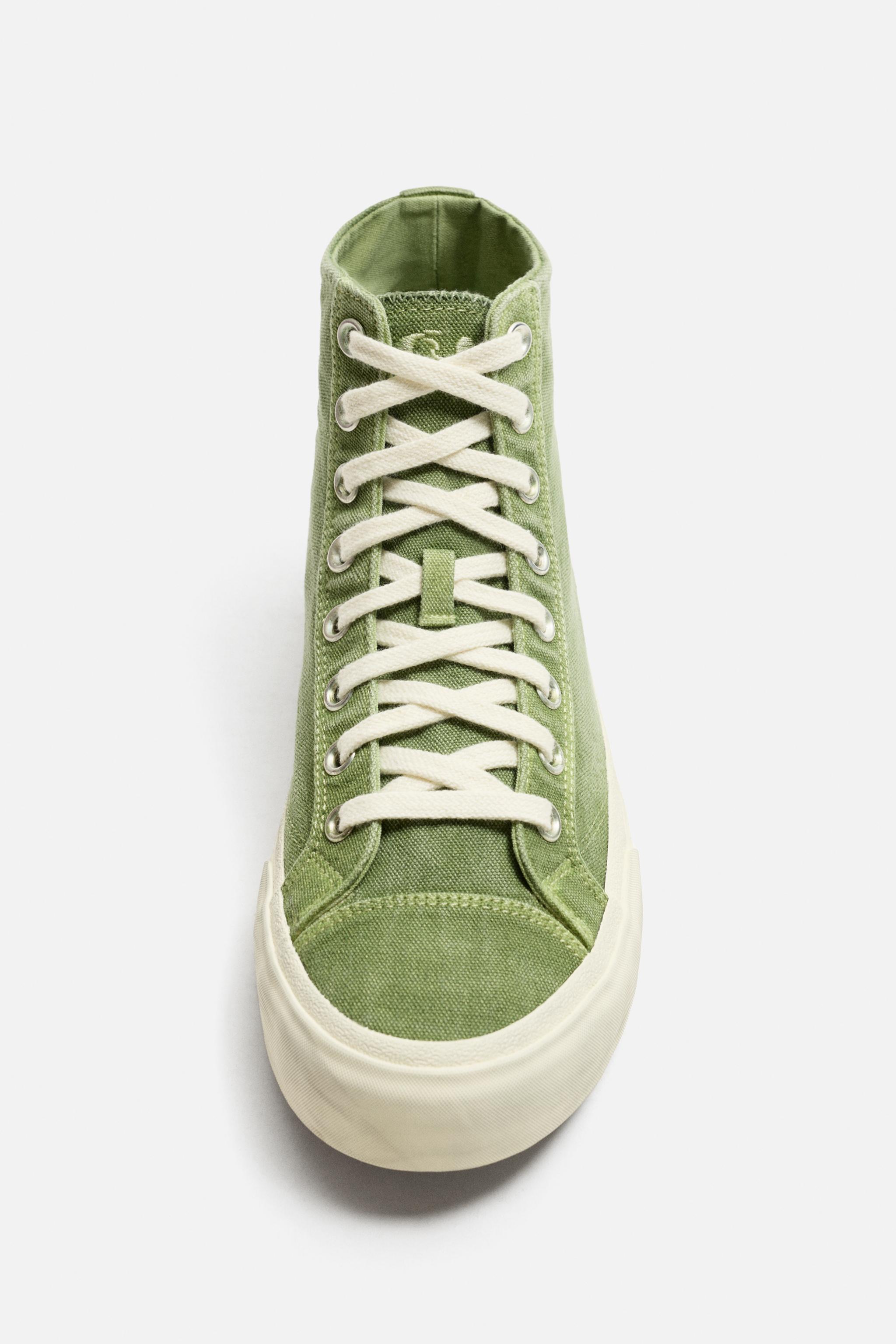 FABRIC HIGH-TOP SNEAKERS - Green | ZARA United States FABRIC HIGH-TOP SNEAKERS - Green | ZARA United States