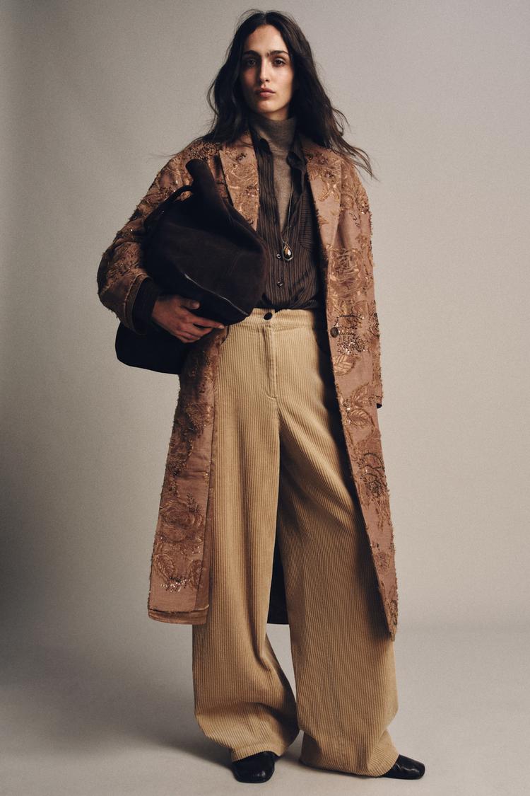 EMBROIDERED LONG COAT ZW COLLECTION LIMITED EDITION Light pink