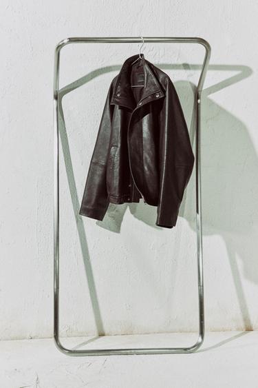 LEATHER BOMBER JACKET - Chocolate by Zara