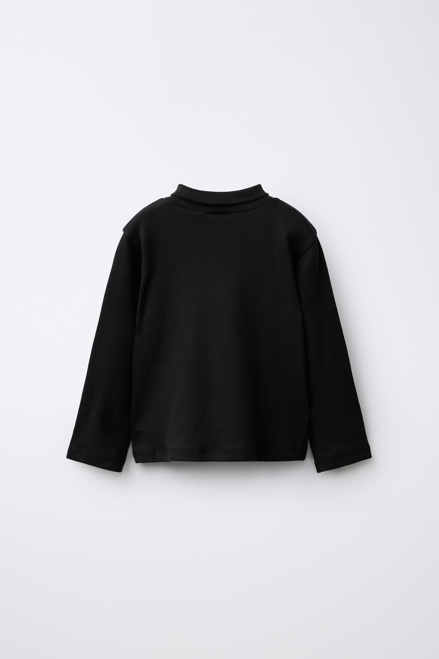 Детская футболка Zara Solid Turtleneck, цвет: Чёрный — фото 2