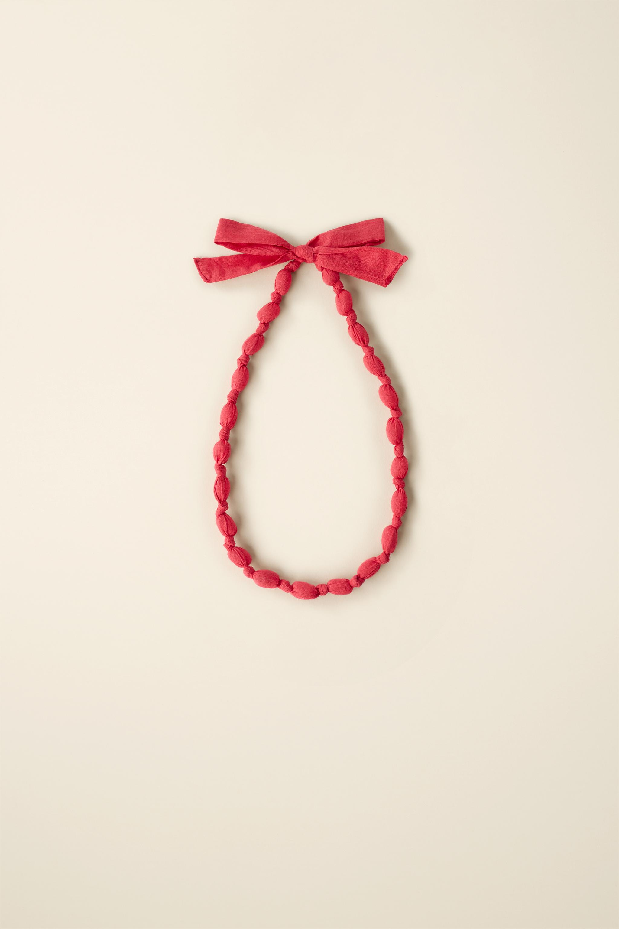 WOVEN TIE NECKLACE CREATED BY CARAMEL LONDON X ZARA — Red