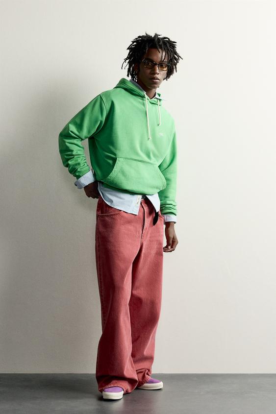 SUDADERA LAVADA CAPUCHA FRUIT OF THE LOOM™ - Verde de Zara - Imagen 0