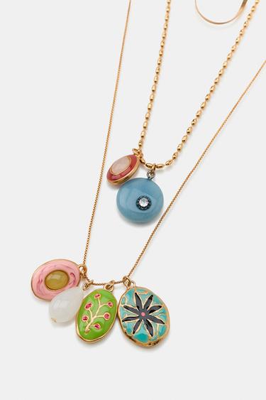 LOT DE 3 COLLIERS CHAÎNE CHARMS PIERRES - Doré de Zara - Image 3