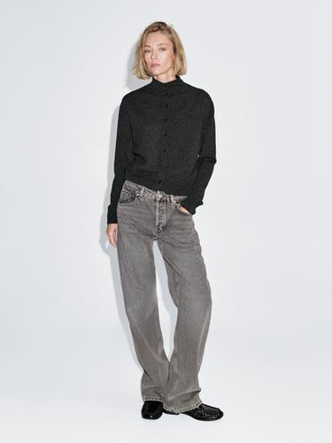 Cárdigan punto cuello subido 100% lana - Gris antracita de Zara