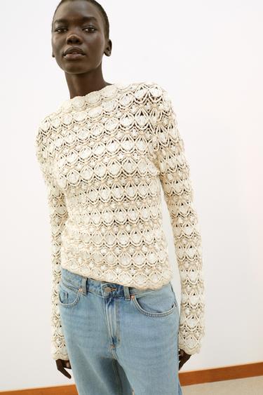 TEXTURED KNIT JUMPER - ecru-white by Zara