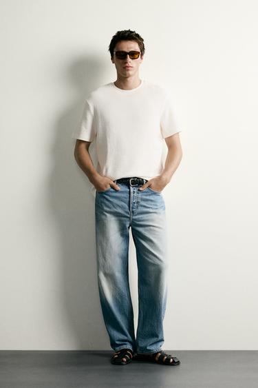 SEERSUCKER REGULAR FIT T-SHIRT - Oyster-white by Zara - Image 0