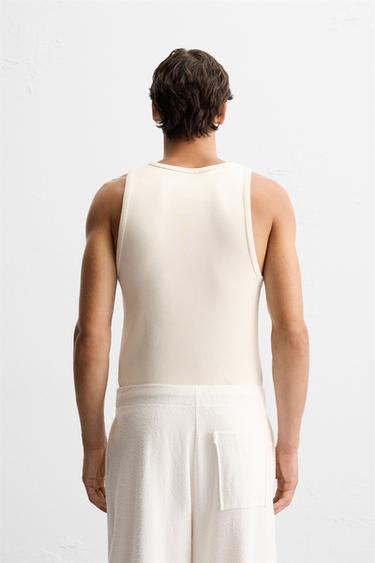 RIBBED TANK TOP - Beige by Zara - Image 2