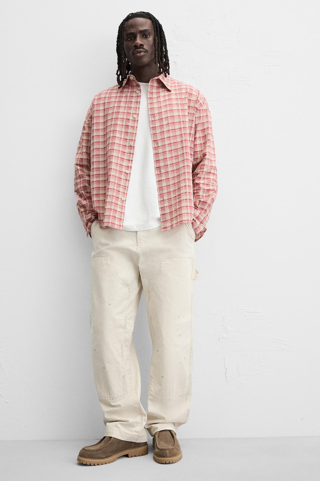 Zara PLAID SHIRT - Pink