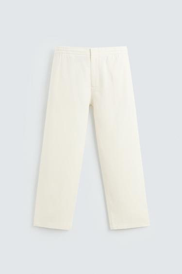 VISCOSE-JUTE TROUSERS - White by Zara