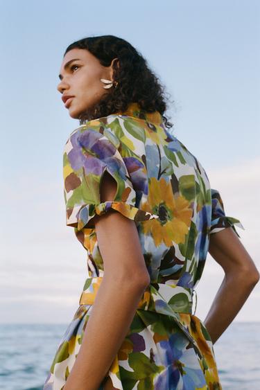 ROBE MIDI EN POPELINE IMPRIMÉE - Multicolore de Zara - Image 2
