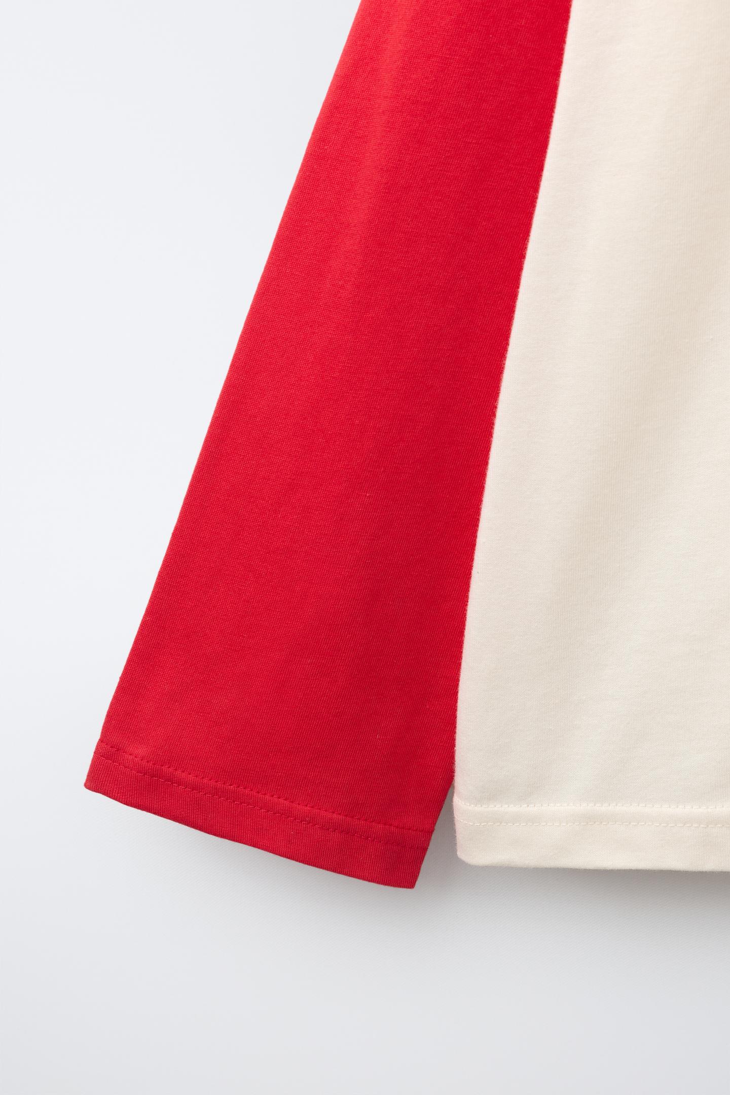Детская футболка Zara Raglan Sleeve Patch, цвет: Красный — фото 4