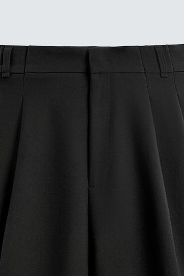 WIDE-LEG PLEATED TROUSERS - Black by Zara - Image 8