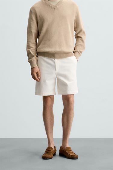 BERMUDA COM ESTRUTURA DE CANVAS - Branco-marfim da Zara