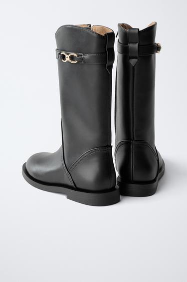 TALL BOOT WITH BUCKLE - Black by Zara - Image 4