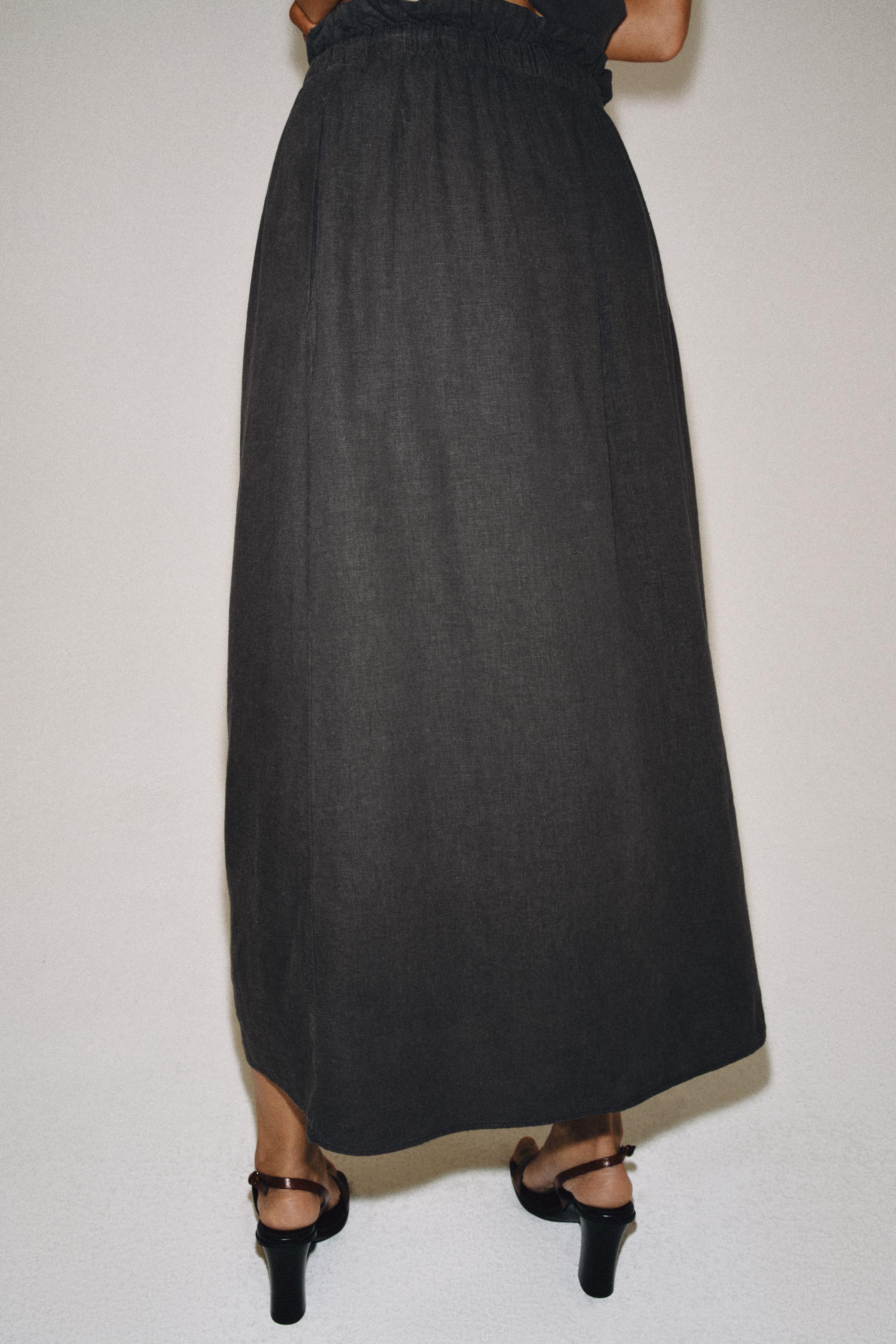 Женские юбки Zara ZW COLLECTION LINEN BLEND LONG SKIRT — фото 4
