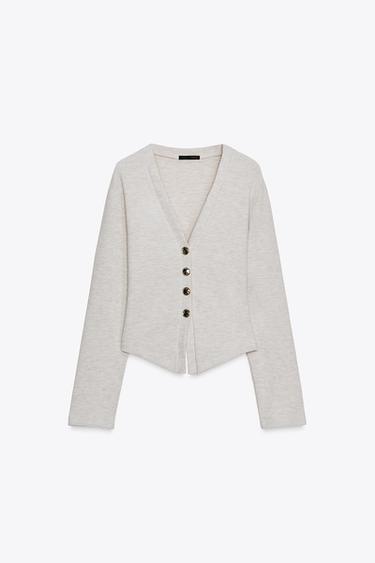 SOFT BUTTON CARDIGAN - Beige marl by Zara - Image 3
