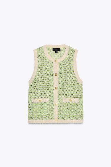 STRUCTURED KNIT VEST - Green by Zara - Image 5