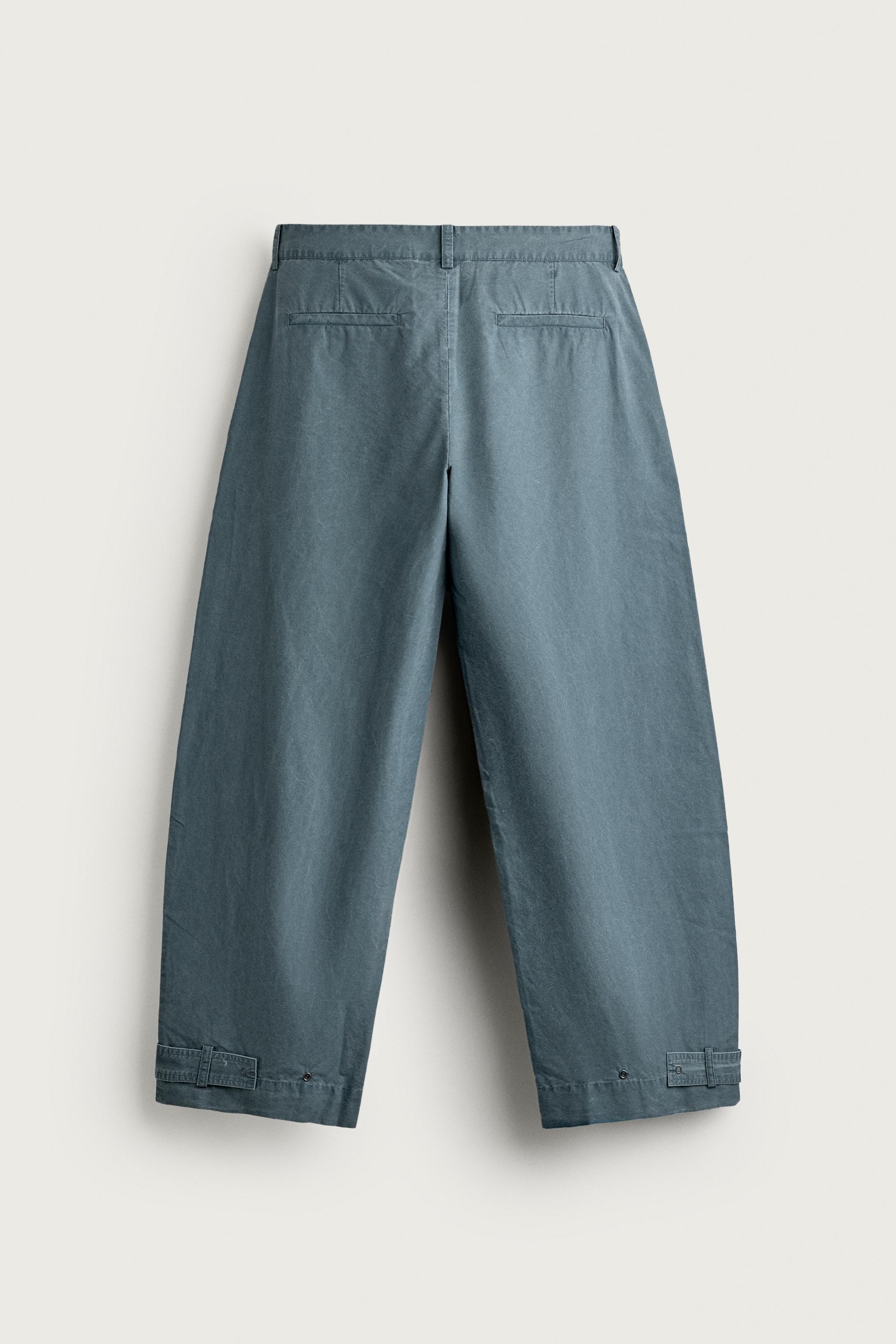 Мужские брюки Zara WASHED RELAXED FIT PANTS WITH TABS — фото 8