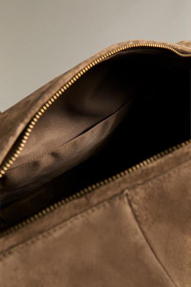 SAC DE VOYAGE CUIR - Vert kaki de Zara - Image 4