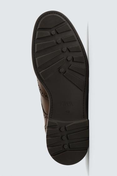 LEATHER BROGUES - Brown by Zara - Image 6