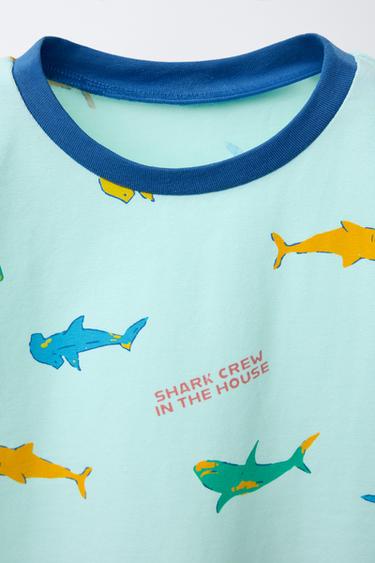 2-6 YEARS/ SHARK PRINT T-SHIRT AND BERMUDA PYJAMAS - Light blue by Zara - Image 5